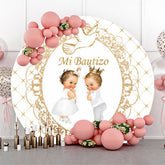 Lofaris Mi Bautizo Pigeon White Gold Baptism Round Backdrop